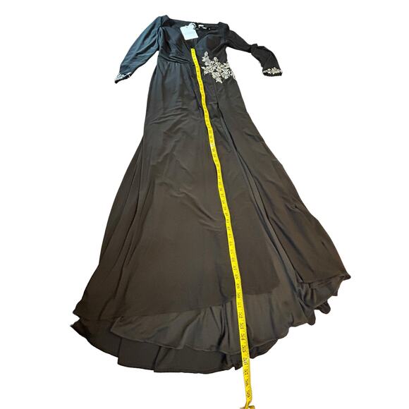 NWT - IEENA for Mac Duggal Black Embellished Faux Wrap Jersey Gown - Size 10 - Picture 11 of 16